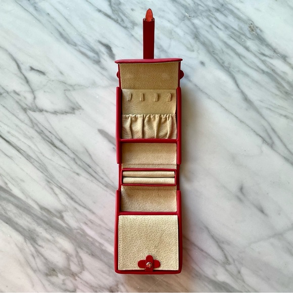 ROYCE•Luxe Travel Jewelry Case•NEW•RETIRED Red•Top Grain Nappa Leather and Suede - Picture 9 of 16